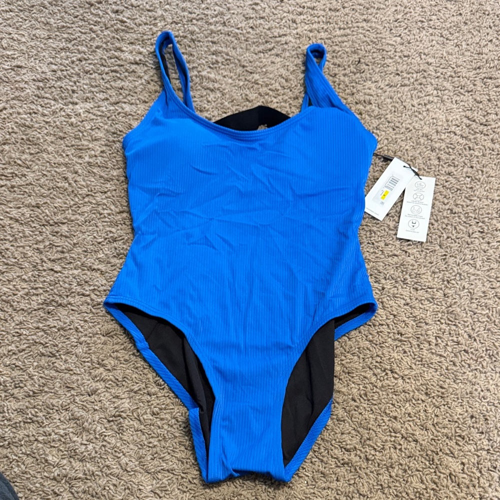Calvin Klein Bright Blue sexy ribbed One-Piece Swimsuit NWT size Medium